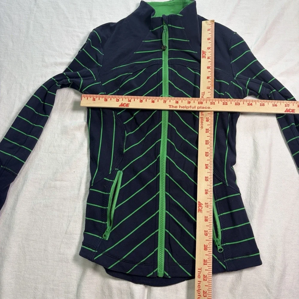 Vintage‎ Lululemon Forme Jacket Slalom Stripe Inkwell Green Bean-XS/S